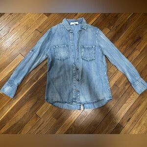 Blue Striped Button-Up Shirt